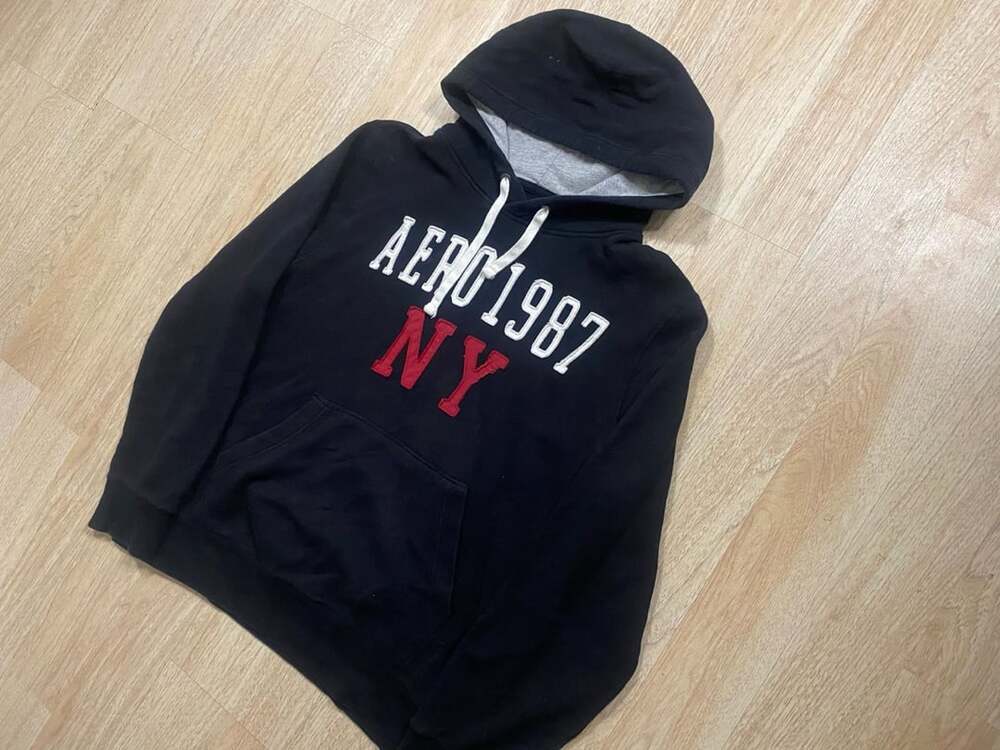 Aeropostale Aero 1987 NY Black Pullover Hoodie